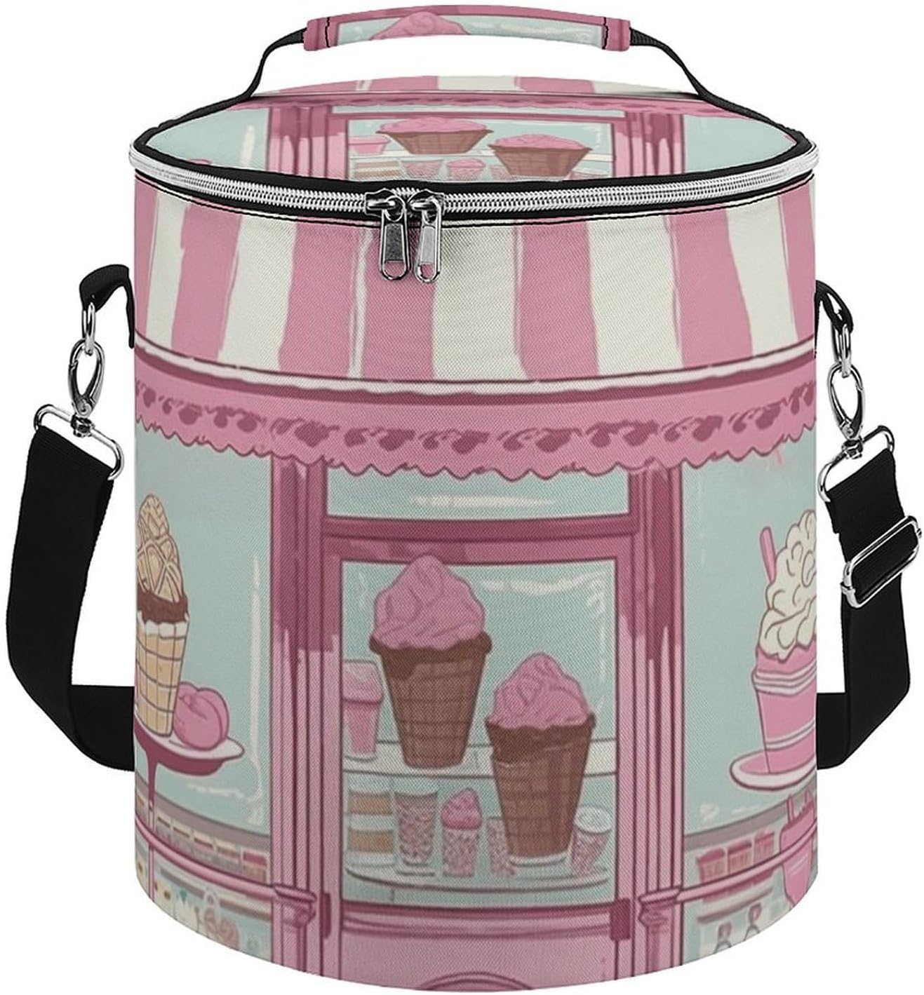 Ice Cream Store Color Lunch Bag 15L, Insulated Picnic Basket with Leakproof Design - Large Cooler Tote for Camping, Beach, Hiking & Groceries