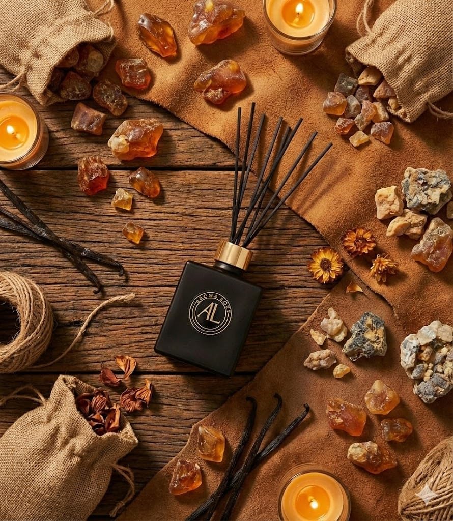 Reed Diffuser – Fragrance Diffuser for Home – 5 oz Oil Diffuser Sticks – Bathroom Diffuser Set – Oil Diffuser Reeds – Scent Sticks in Oil – Office Smell Good Stuff with Oil Refill 4 oz (Black, Rustic