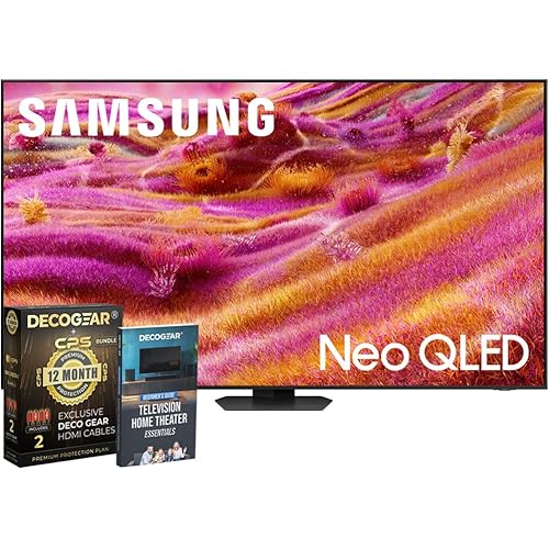 Samsung 85 inch Neo QLED 4K QN90F Smart TV (2025) Vision AI, Mini LED, Neo Quantum HDR+, Glare Free, Bundle with CPS Exclusive 1-Year Protection & Deco Gear Complete Home Theater Beginner's Guidebook