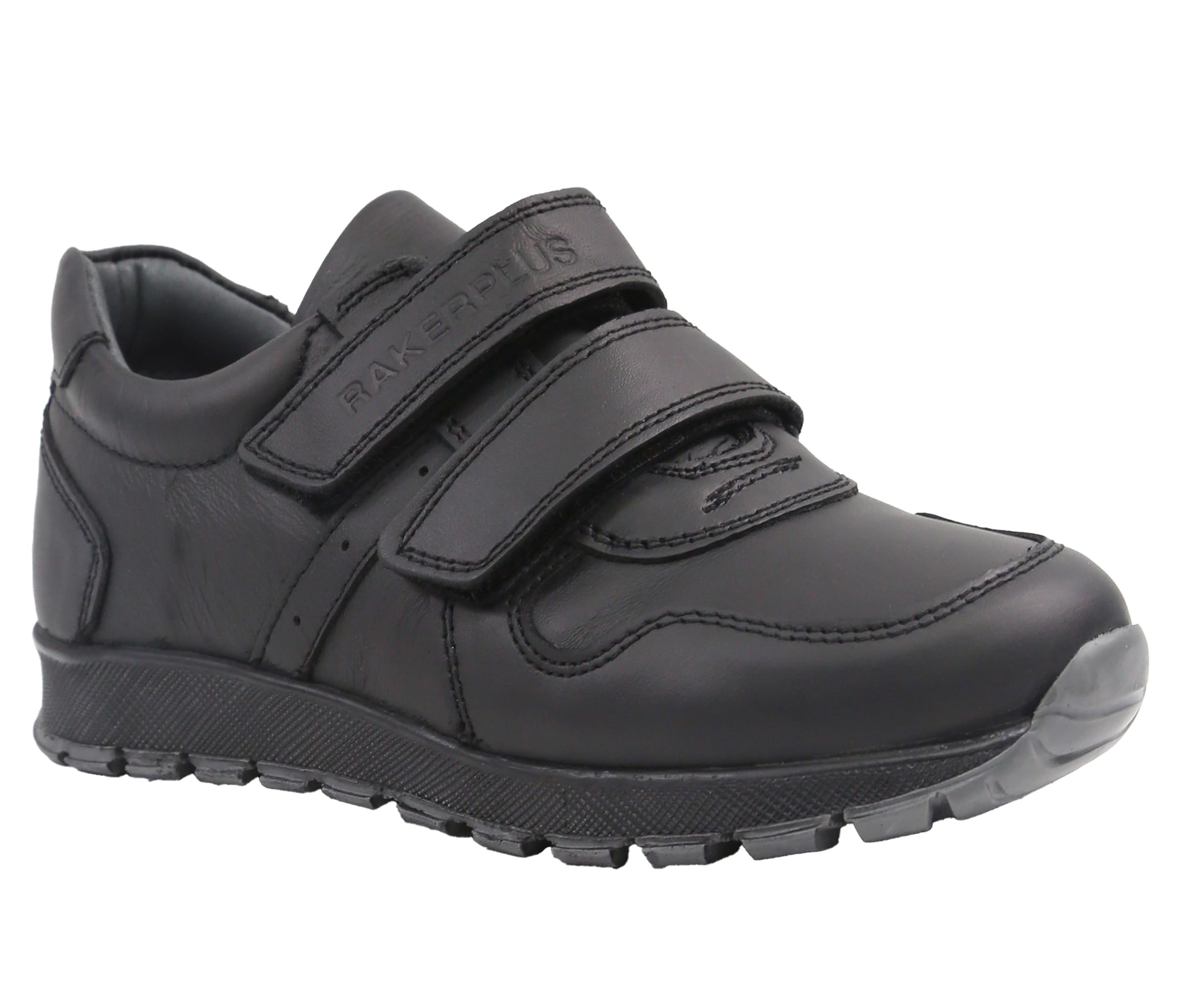 SIRRI Boys Black Leather School Shoes, Formal Smart Back to School Trainers