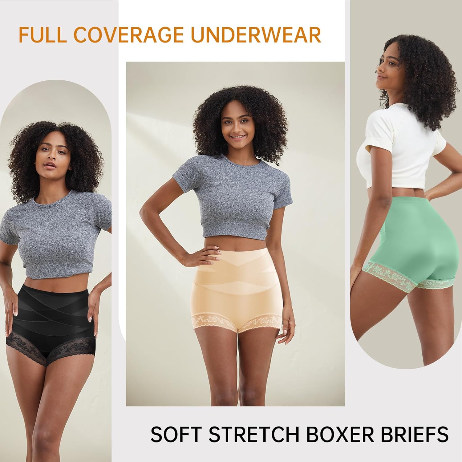 Womens Tummy Control Underwear High Waisted Boyshorts Soft Stretch Boxer Briefs Lace Trim Panties Postpartum Shapewear - Image 4