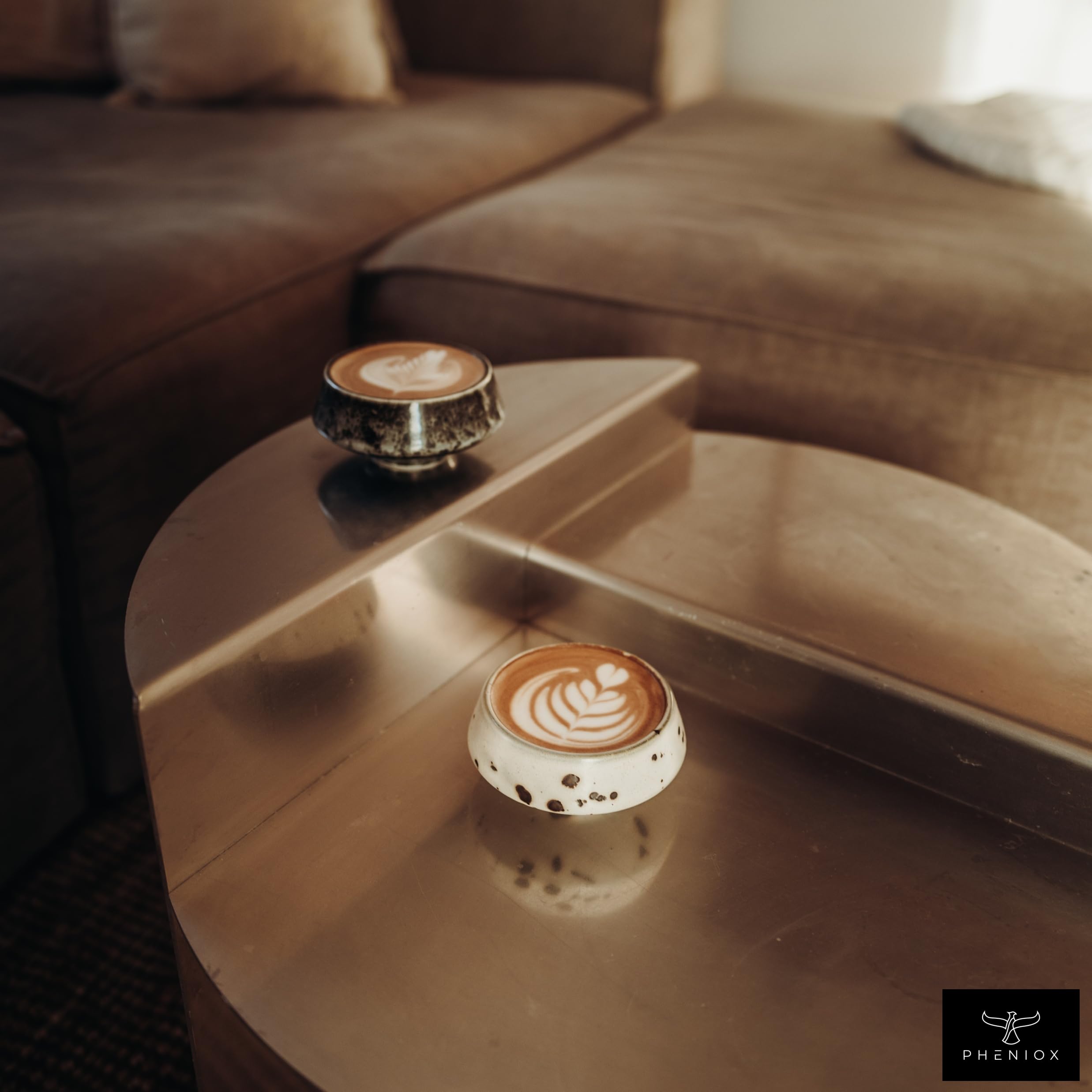 Pheniox | Cappuccino Tassen Set Barista - 2x 180 ml | hochwertige Latte Art Tassen aus Porzellan - Kaffeetassen ohne Henkel | zeitloses, modernes Design - spülmaschinenfest | Geschenk Mann Frau