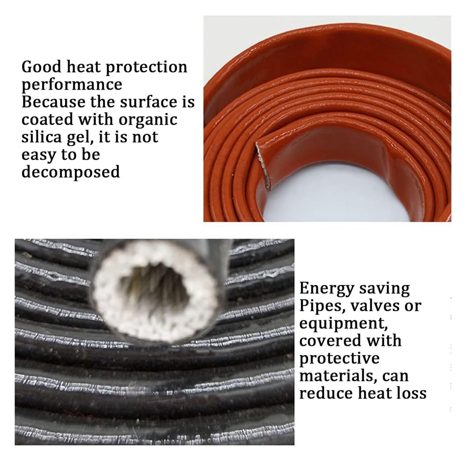 Manguito protector térmico, manguito ignífugo de fibra de vidrio recubierto de silicona, manguito calefactor Express for mangueras y cableado eléctrico(55mm)