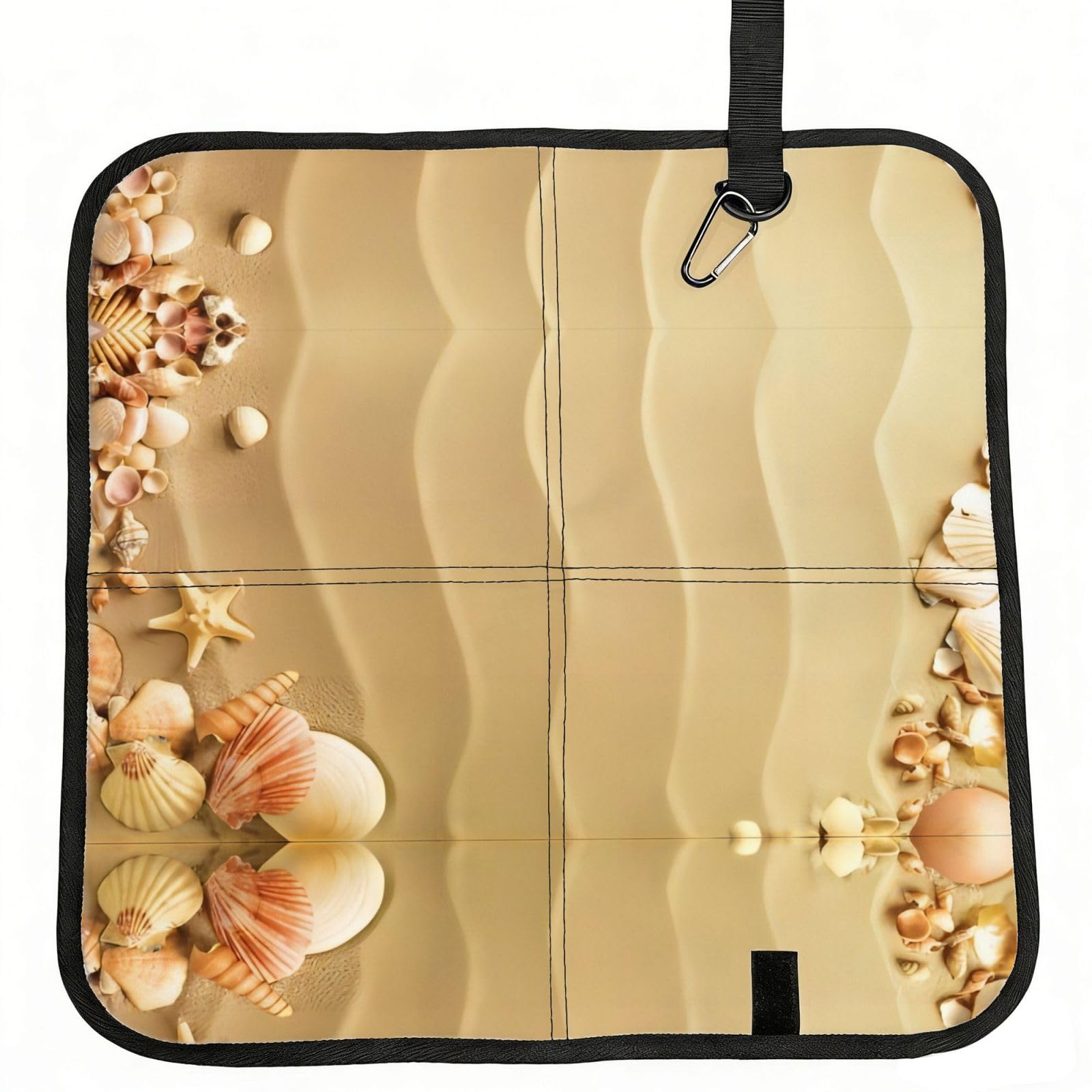 WBQLSL Beach Sea Shell Sand Foldable Seat Cushion - Portable Stadium Pad with Carabiner for Camping Hiking Picnic Beach