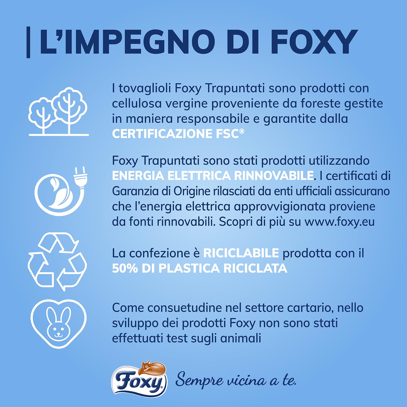 Foxy Servilletas acolchadas, 24 paquetes de 45 unidades de 40 x 38,5 cm, blancas y decoradas, FSC 100% de energía eléctrica renovable, 100% reciclable