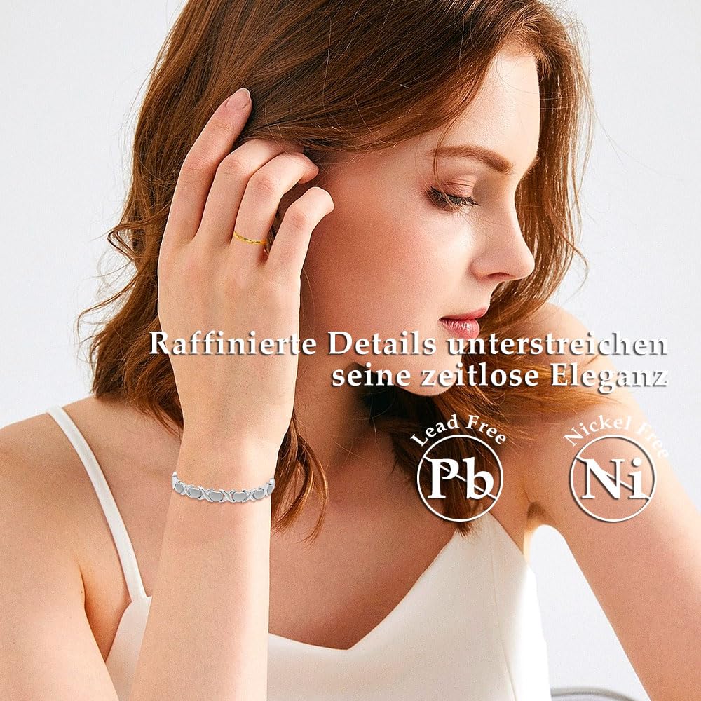 JEROOT Pulsera magnética para mujer, pulsera magnética para terapia magnética, alivio del dolor de muñeca, hinchazón, salud, pulsera magnética con herramienta de ajuste (3500 gauss) (;)