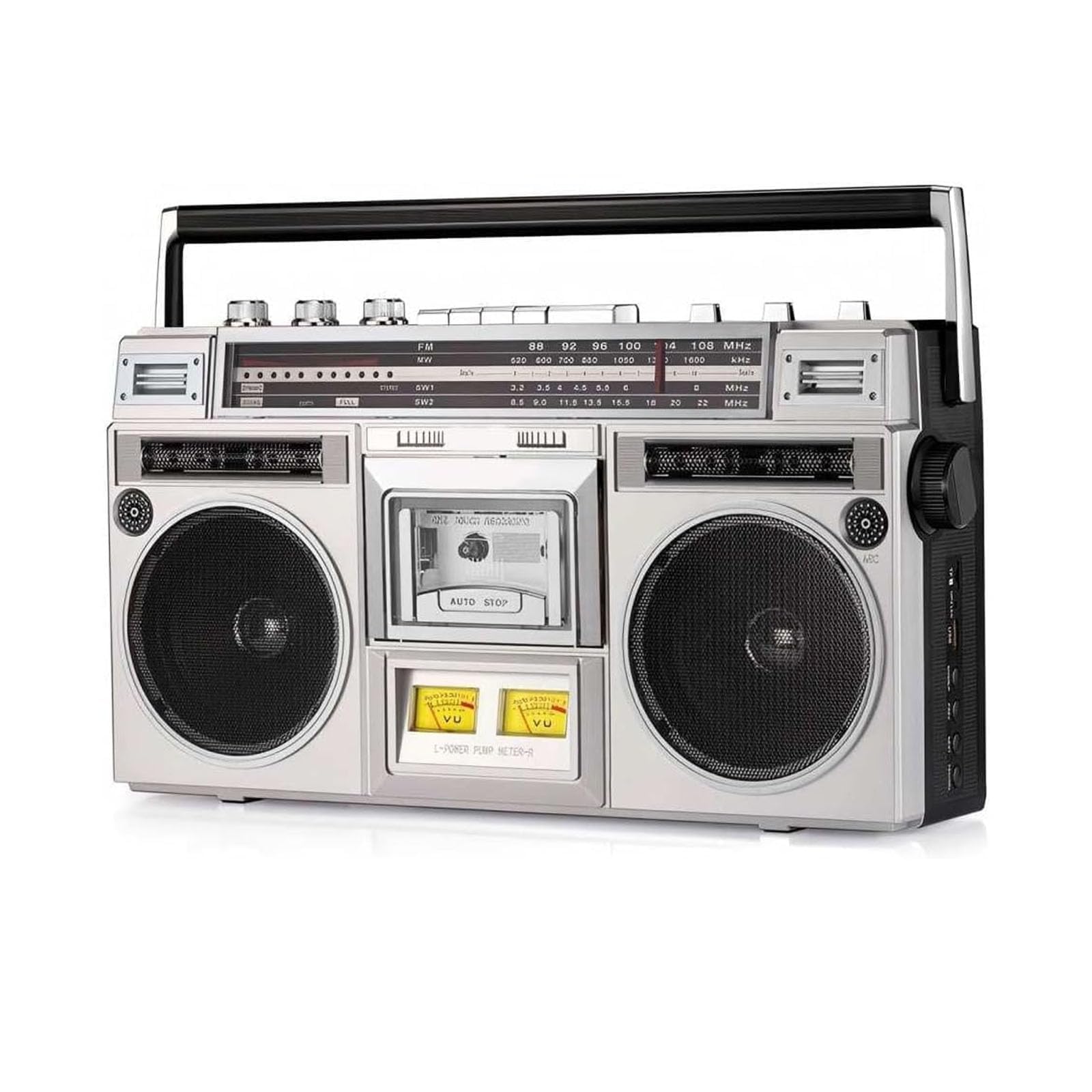 Lettore radio stereo portatile con CD, cassetta, Bluetooth, ingresso SD/USB e registratore a nastro, per riunioni di famiglia e viaggi