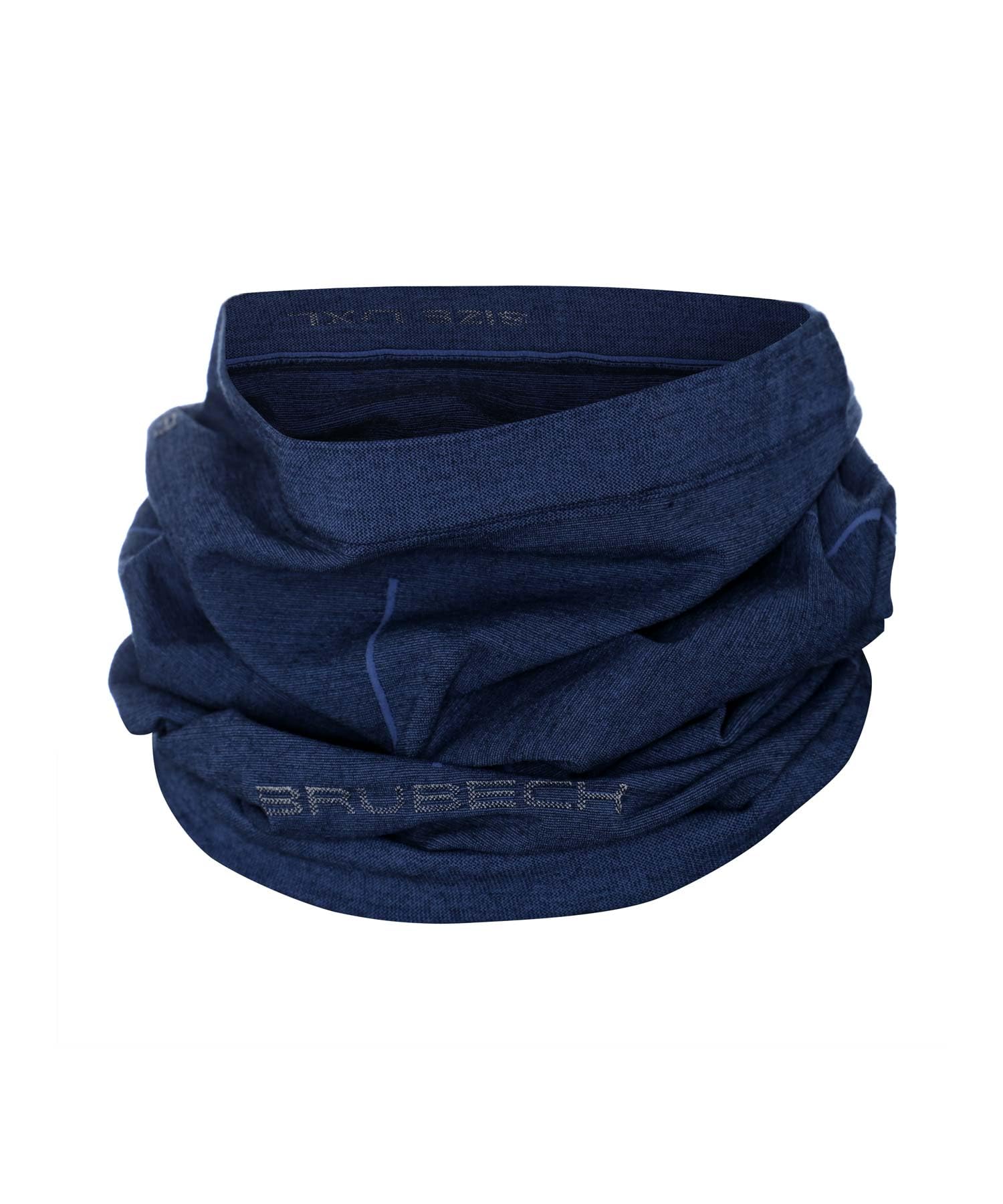BRUBECK X-PERT Wool KM10360 Écharpe tubulaire multifonction pour femme 54% laine mérinos Pour le jogging et le sport Taille S à M Bleu marine