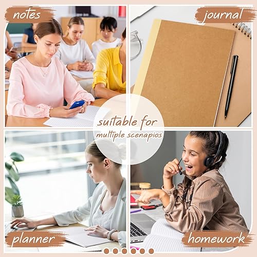 Miniatura 6 de Harloon 24 cuadernos de composición A5 para el regreso a clases, 8 x 5.75 pulgadas, cuadernos de papel kraft con rayas universitarias con espinas de