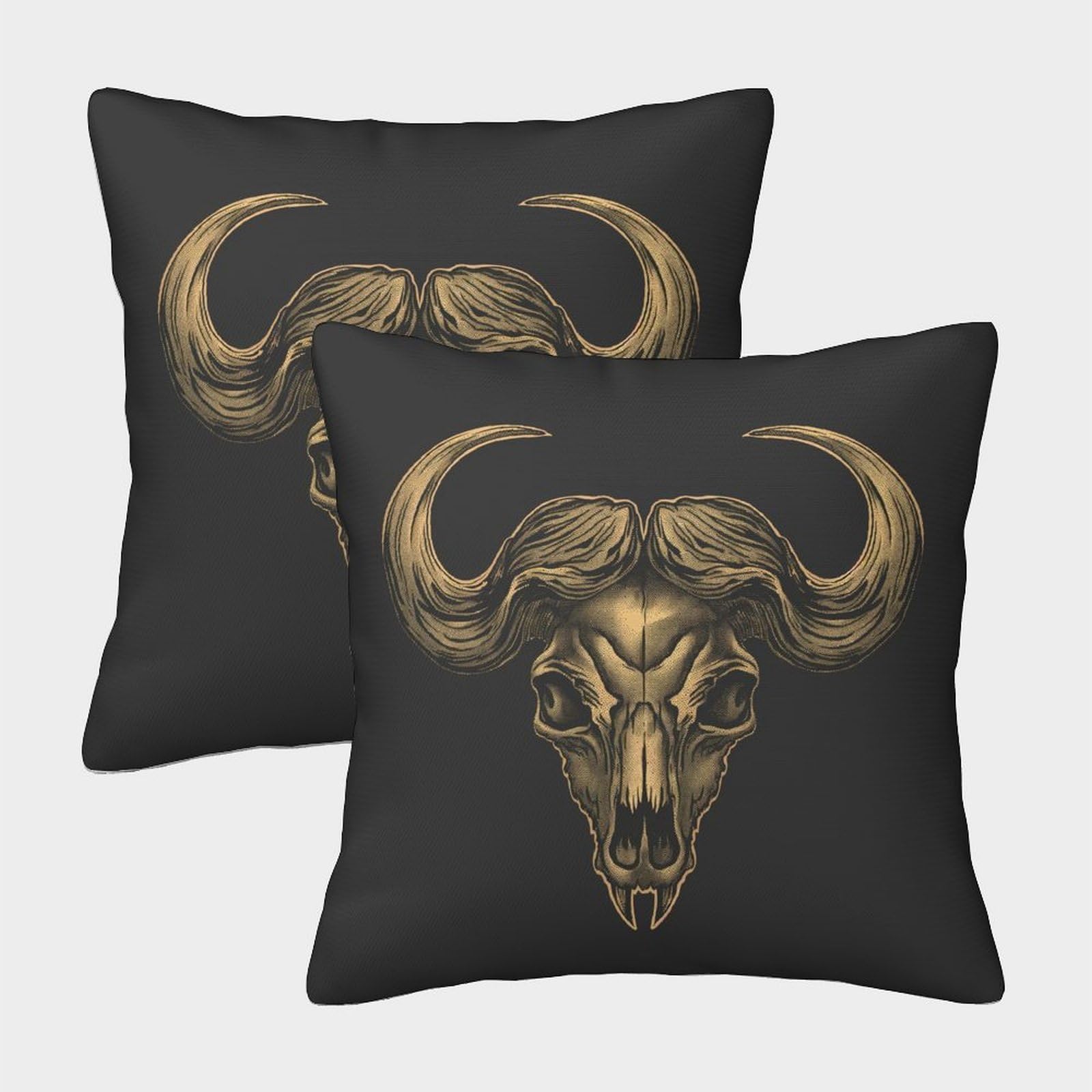 DCABEIOOE Skull Cushion Covers 2Pcs Home Decor Skull Cushions Square Pillowcases for Living Room Sofa Couch Bed 40x40cm