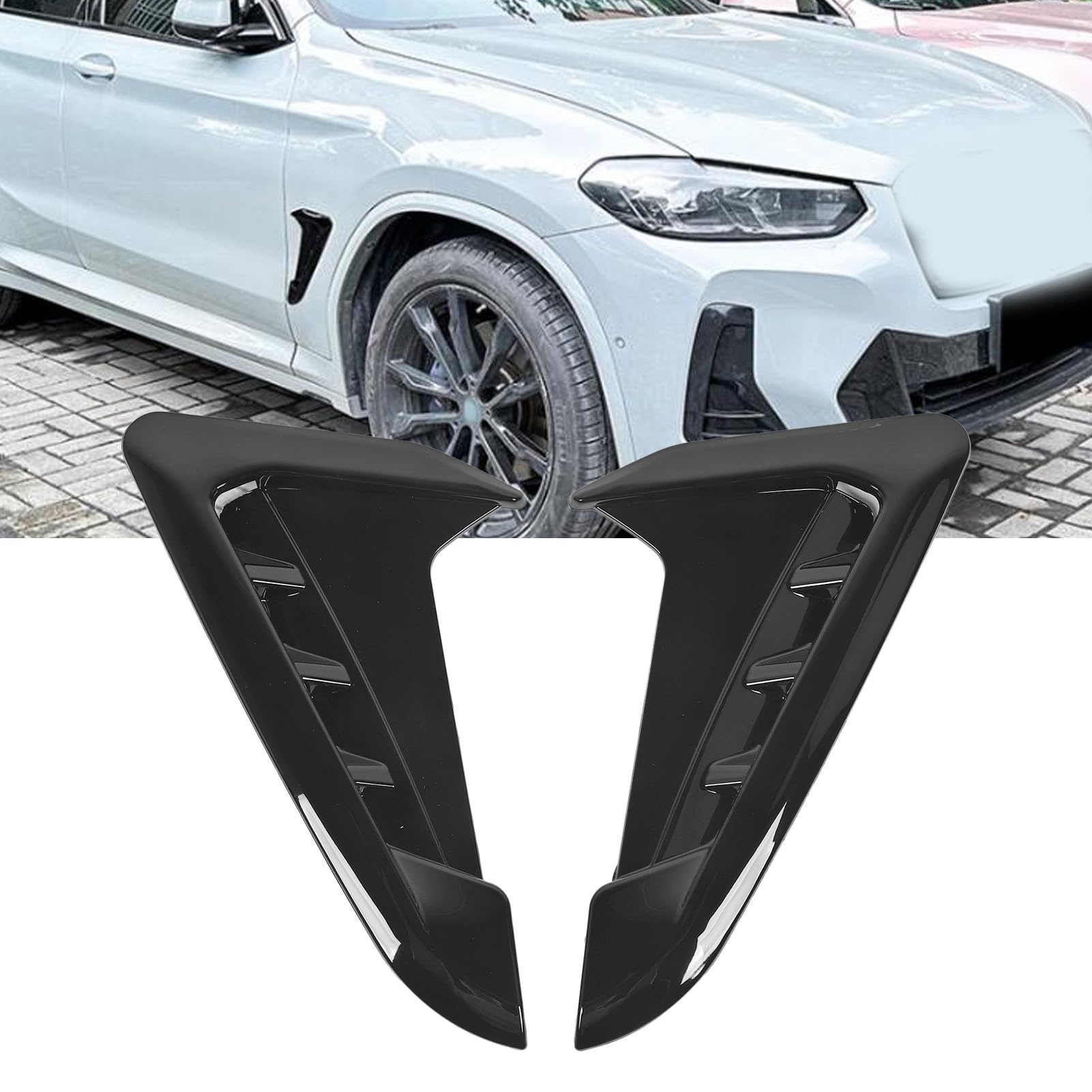 Copertura del Rivestimento della Presa D'aria Laterale, 1 Paio di Finiture per Ventilazione Laterale Parafango Auto Sinistro Destro per X3 G01 X4 G02 M Sport (Nero lucido)
