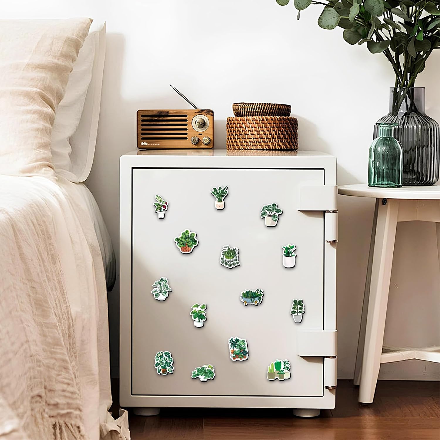 20Pcs Natural Plant Fridge Magnet,Green Plant, Eco-Friendly ABS Material with Strong Neodymium Magnet Core, Suitable for Teens & Adults, Fridge Whiteboard, Metal Surface Decoration (Green Plant) image 5