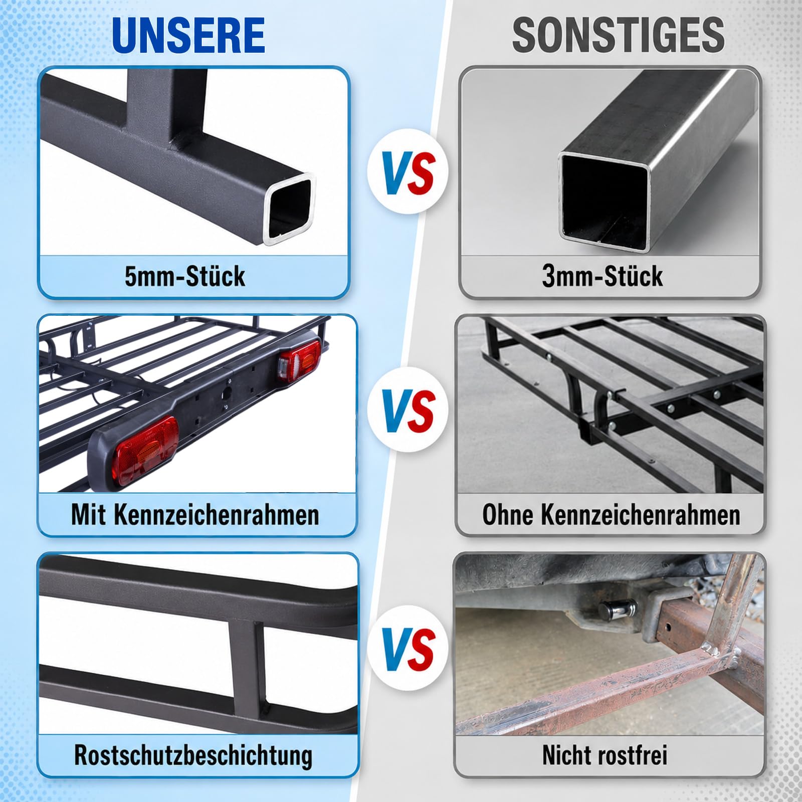 Heckträger für Anhängerkupplung 152x61x15cm mit das Rücklicht,Wildträger Heckträger mit Montagekupplung,Suitable for Tow Hitch (Anhängerkupplung),Einsetzbar in ATV, PKW, SUV.Hoflader