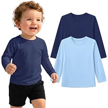6M-5T 2 Pack Baby Toddler Boys' UPF 50+ Long Sleeve Rash Guard, Quick Dry Swim Shirt, Kids Water Wear Surf Tops