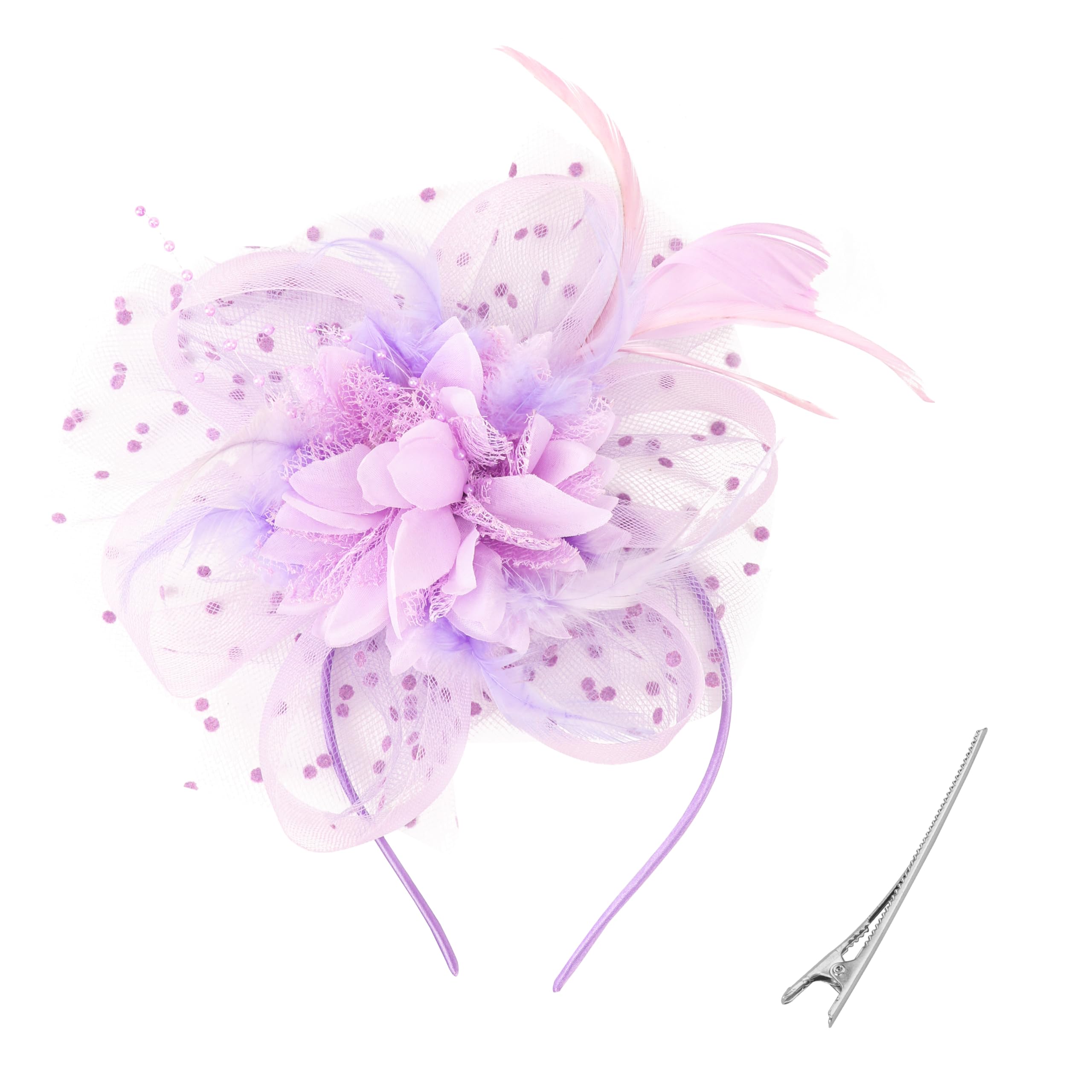 DRESHOW Fascinators Hut Feder Stirnband Damen Fascinators Tee Party Kopfbedeckung mit Clip Blume Stirnband für Mädchen & Damen
