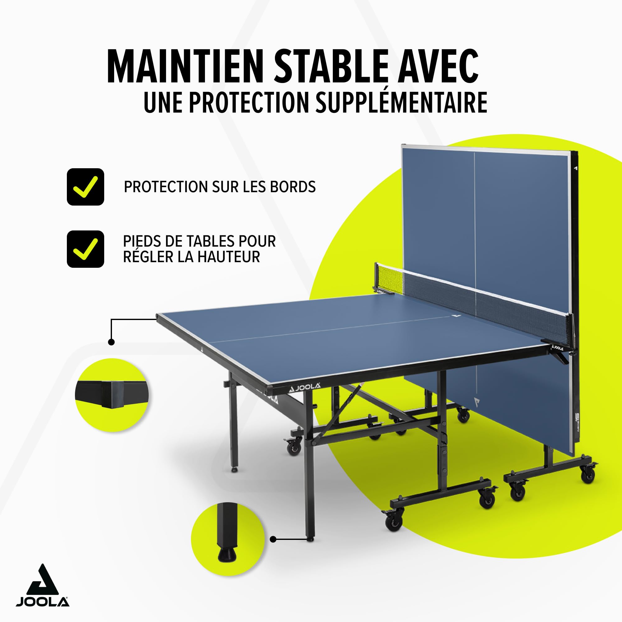 JOOLA Tables de Tennis de Table Inside, Table de ping-Pong d'intérieur, Piètement Pliable - Montage Rapide - Filet Inclus, 274 x 152,5 x 76 cm, Inside 15