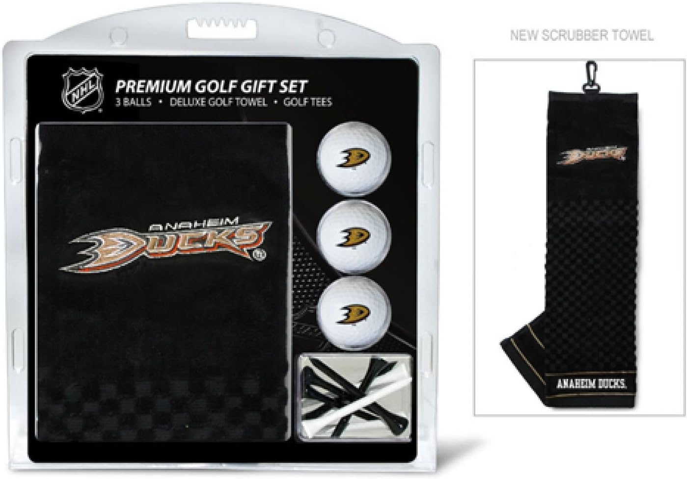 Team Golf NHL Gift Set Embroidered Golf Towel, 3 Golf Balls, and 14 Golf Tees 2-3/4" Regulation, Tri-Fold Towel 16" x 22" & 100% Cotton