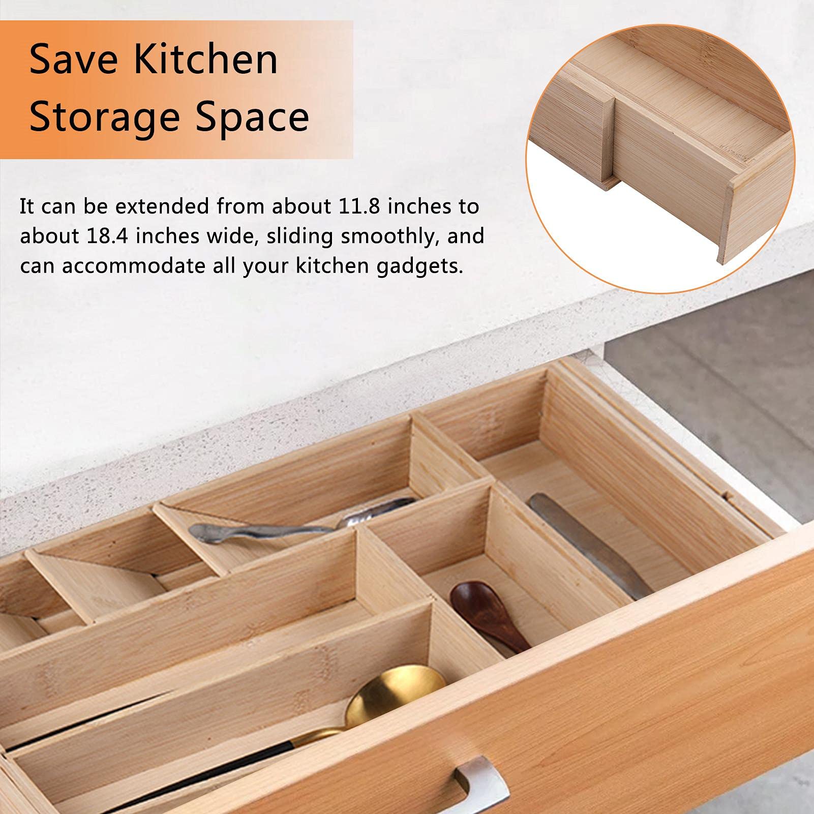 Amazon｜カトラリートレー スリム 引き出し 木製 伸縮 タ ワー