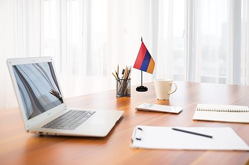 Miniatura 53 de Juego de banderas de escritorio japonesas de lujo, pequeñas banderas de escritorio japonesas en miniatura con poste sólido, base negra y tapa