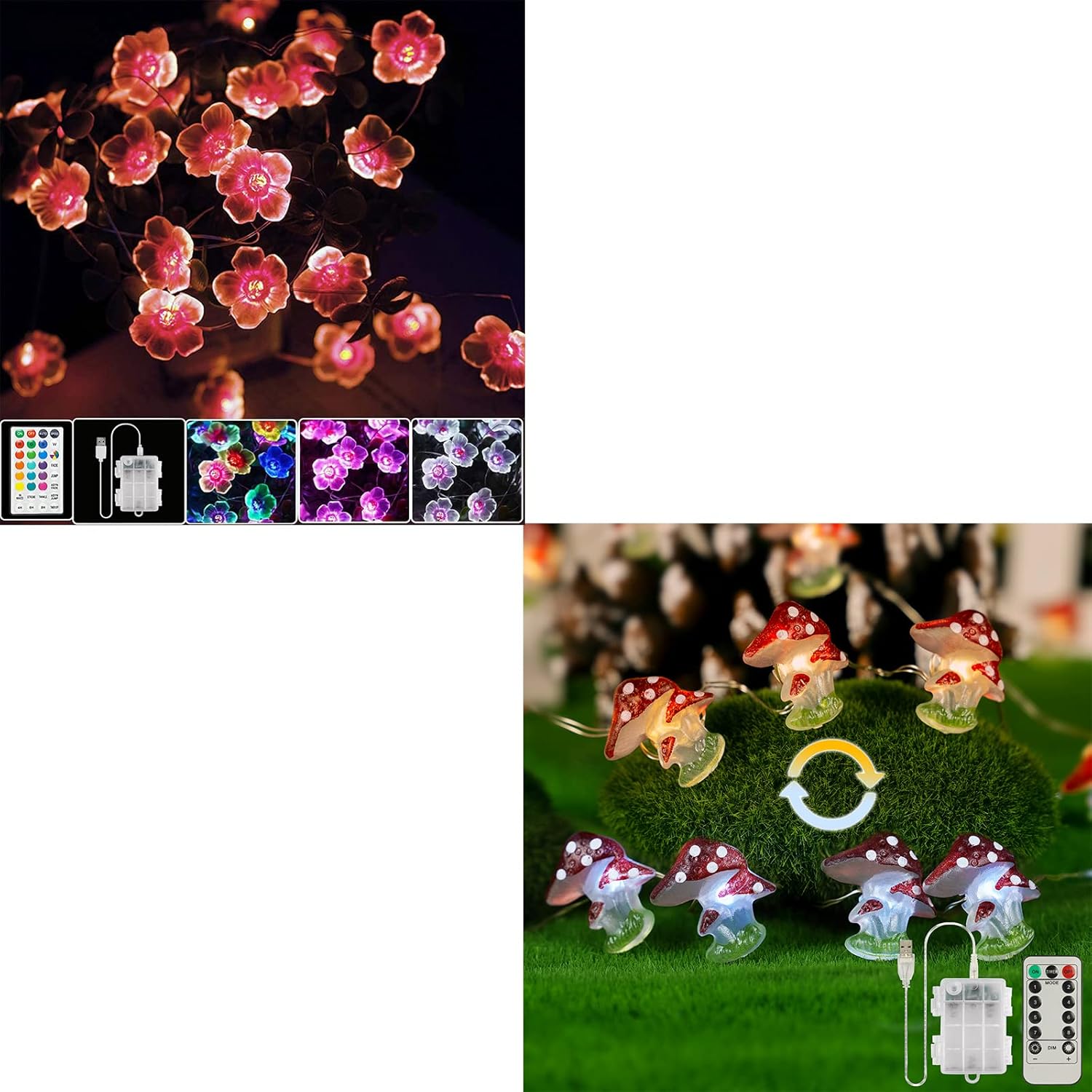 OMIKA Battery/USB Powered Multicolor Flower String Lights