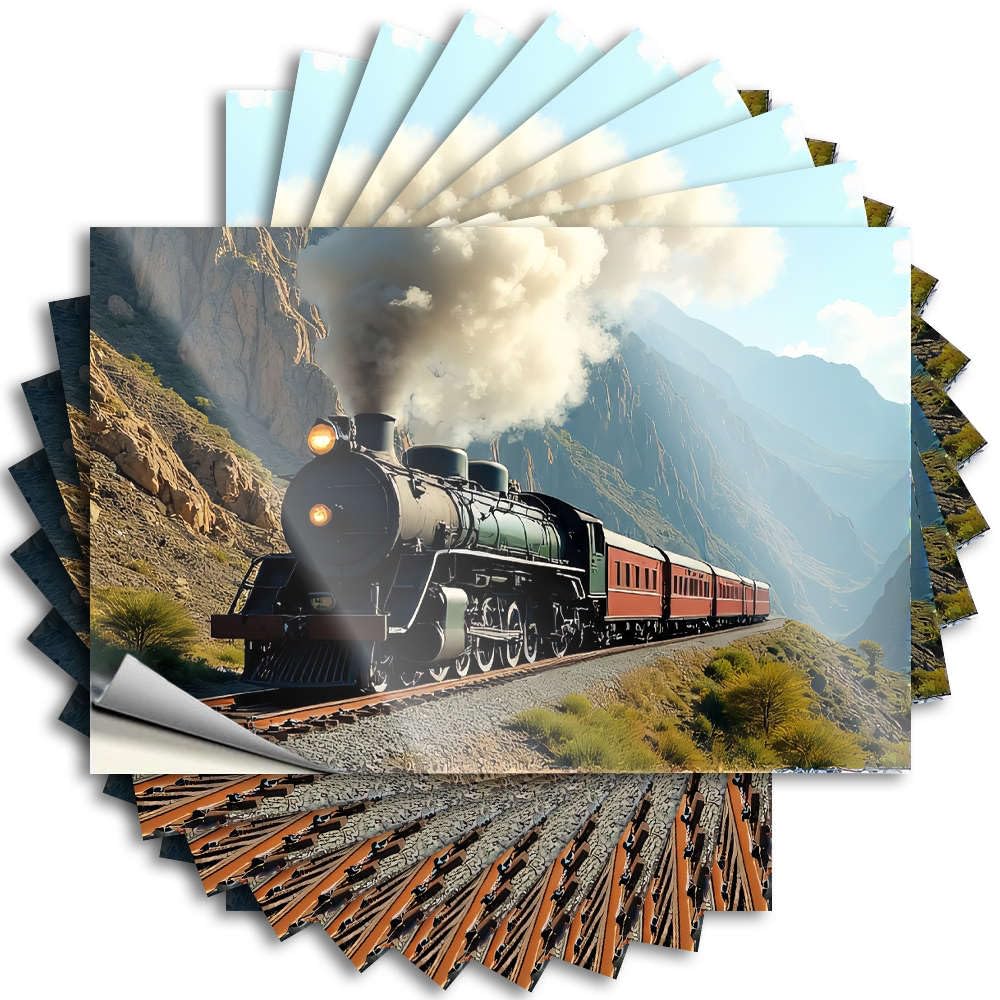 Boys Room Decor Teenager Cover Decals | Steam Train Climbing Mountain Track. Great Durable Vinyl Sticker Easy Apply for Math(12X18CM)