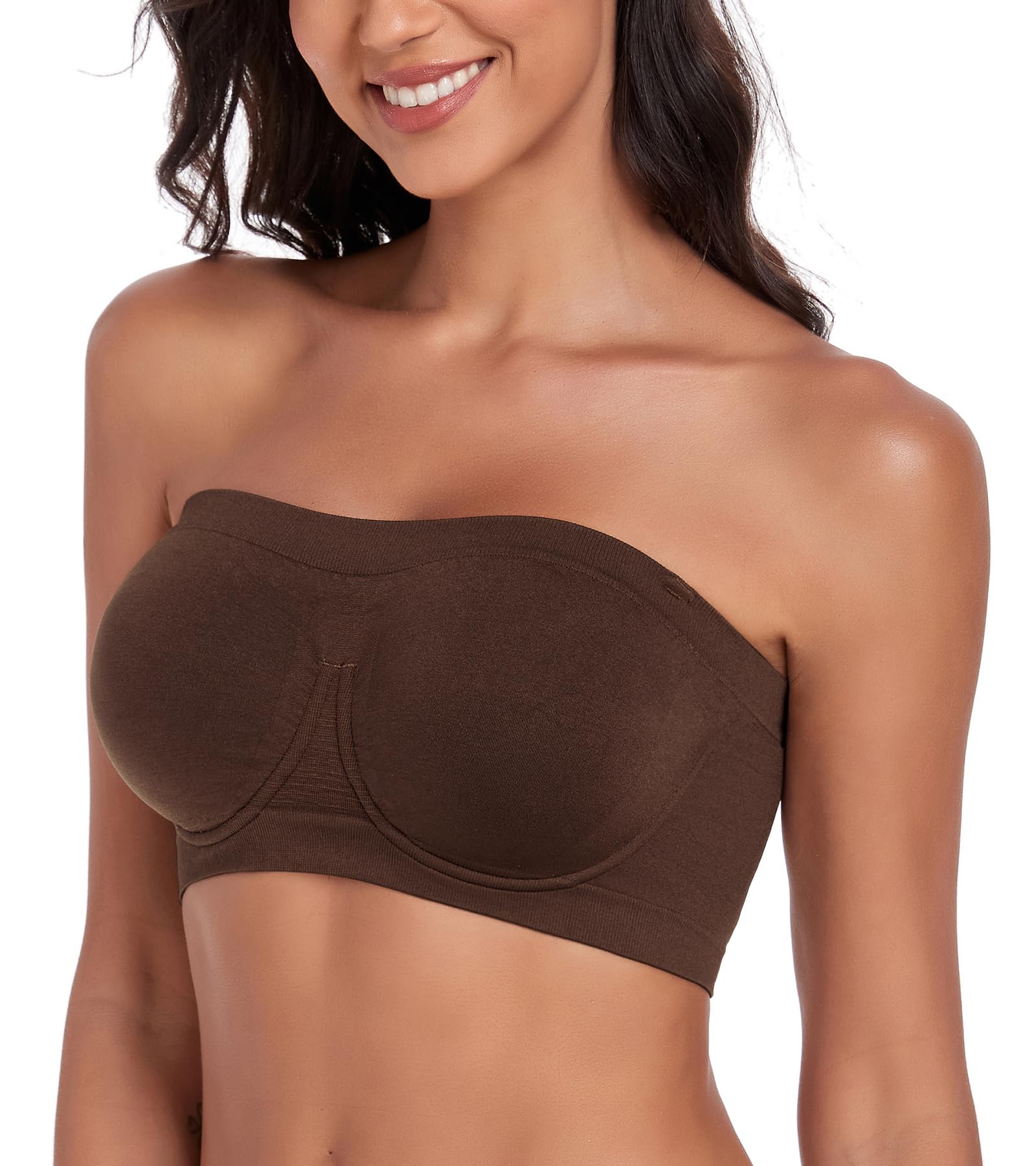 Curyon Women‘s Underwire Strapless Multiway Bra Bandeau Seamless Supportive Bras Non Padded Top