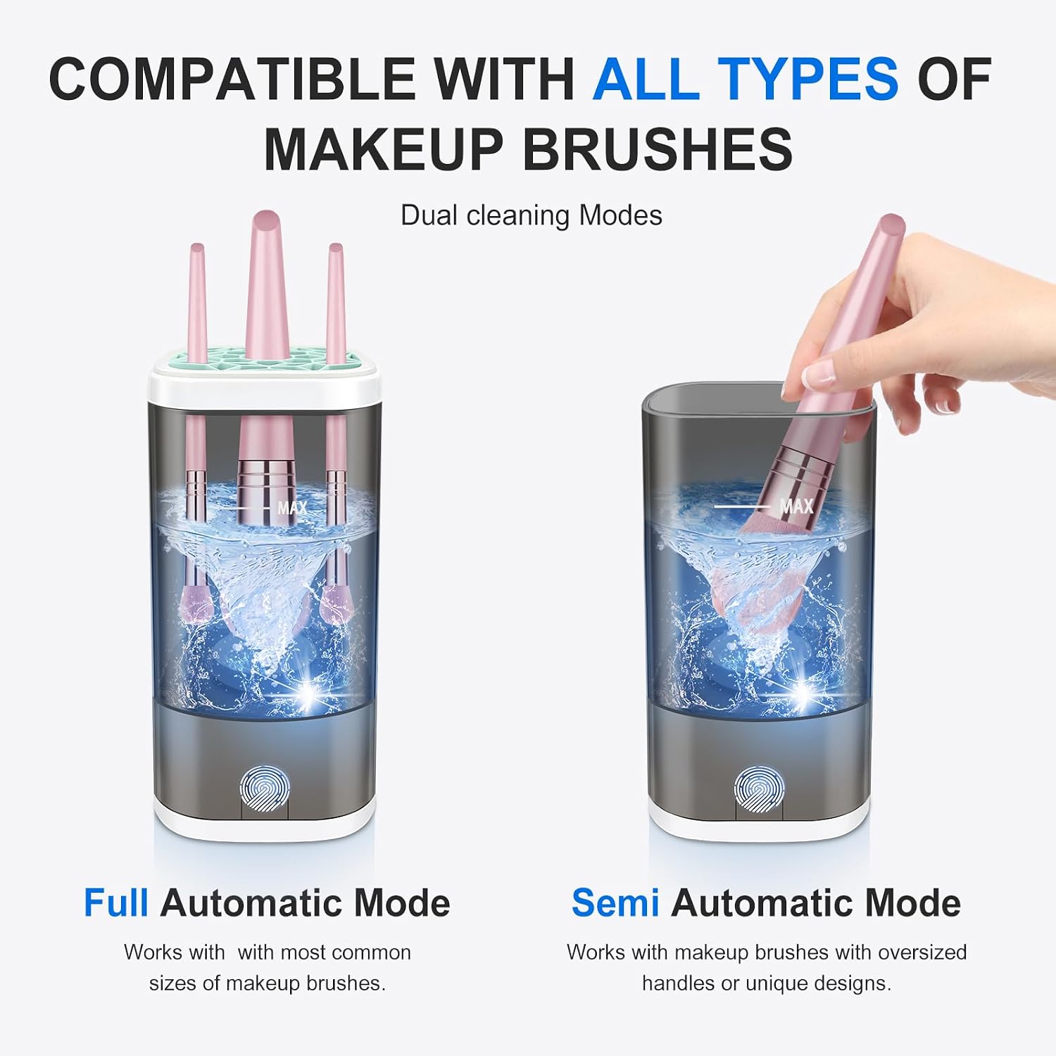 Electric Makeup Brush Cleaner Machine With Makeup Brush Holder Portable, Automatic Cleaner for Makeup Brushes and Sponges (Black)