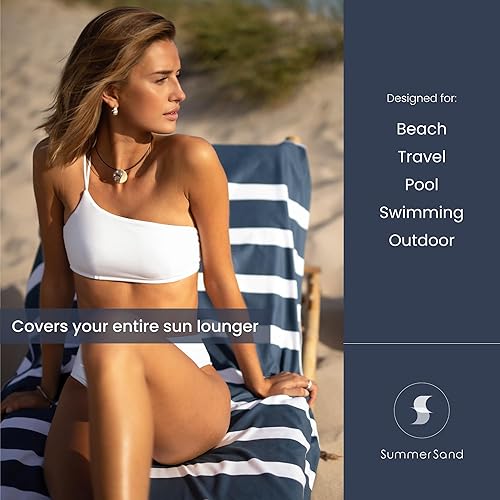 Miniatura 6 de SummerSand Toalla de playa de microfibra de gran tamaño - Secado rápido, sin arena - Compacta y ligera para viajes - Materiales reciclados - Bolsa