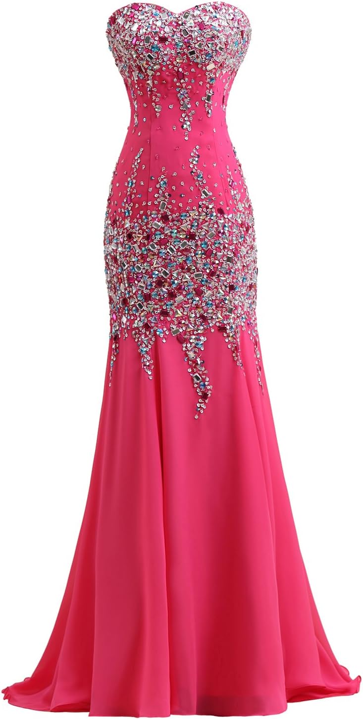Uniqueen 2015 Mermaid Sweetheart Floor Length Chiffon Prom Gowns with Beading (6)