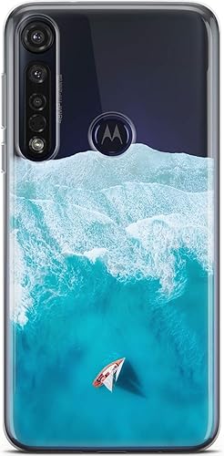 Vista 11 de Mertak Funda para teléfono compatible con Motorola Edge + Moto G9 G8 Plus G7 Play Power Z4 Flexible Aqua Sea Wave Surf Ligero Gaviotas Diseño