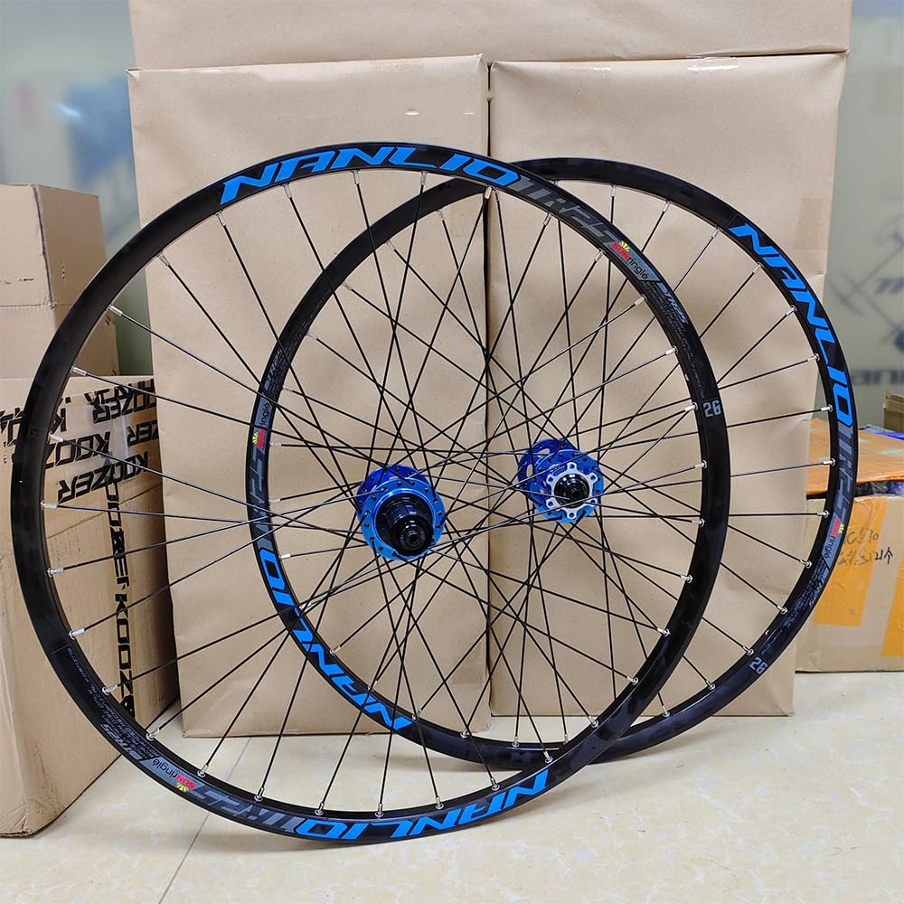 Ruota MTB 26 27.5 29 Pollici Ruote Mountain Bike QR Freno Disco Cassetta 8 9 10 11 12 velocità Mozzi con Cuscinetti Cerchi Lega di Alluminio Leggera (Color : Blauw, Size : 29inch)