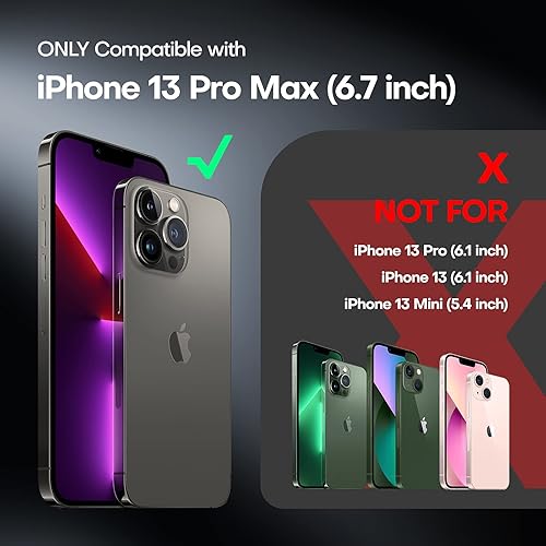 Miniatura 196 de TAURI Funda 3 en 1 para iPhone 13 Pro, [no amarilla] con 2 protectores de pantalla, funda delgada a prueba de golpes para iPhone 13 Pro, color negro