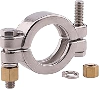 Vista 4 de DERNORD Abrazadera Sanitaria de Alta Presión Atornillada Tri Clamp Trébol de Acero Inoxidable 304 (Tri-clamp: 1.5 Pulgadas)