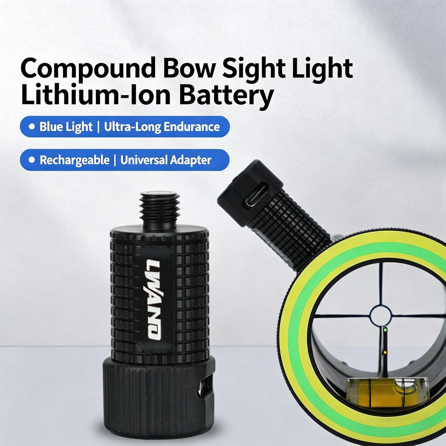LWANO Archery Bow Maintenance Accessories Sight Light, Rechargeable LED Bow Sight Light, 3 Brightness Levels, Universal Fit for Compound Bow Recurve Bow Sights for Hunting
