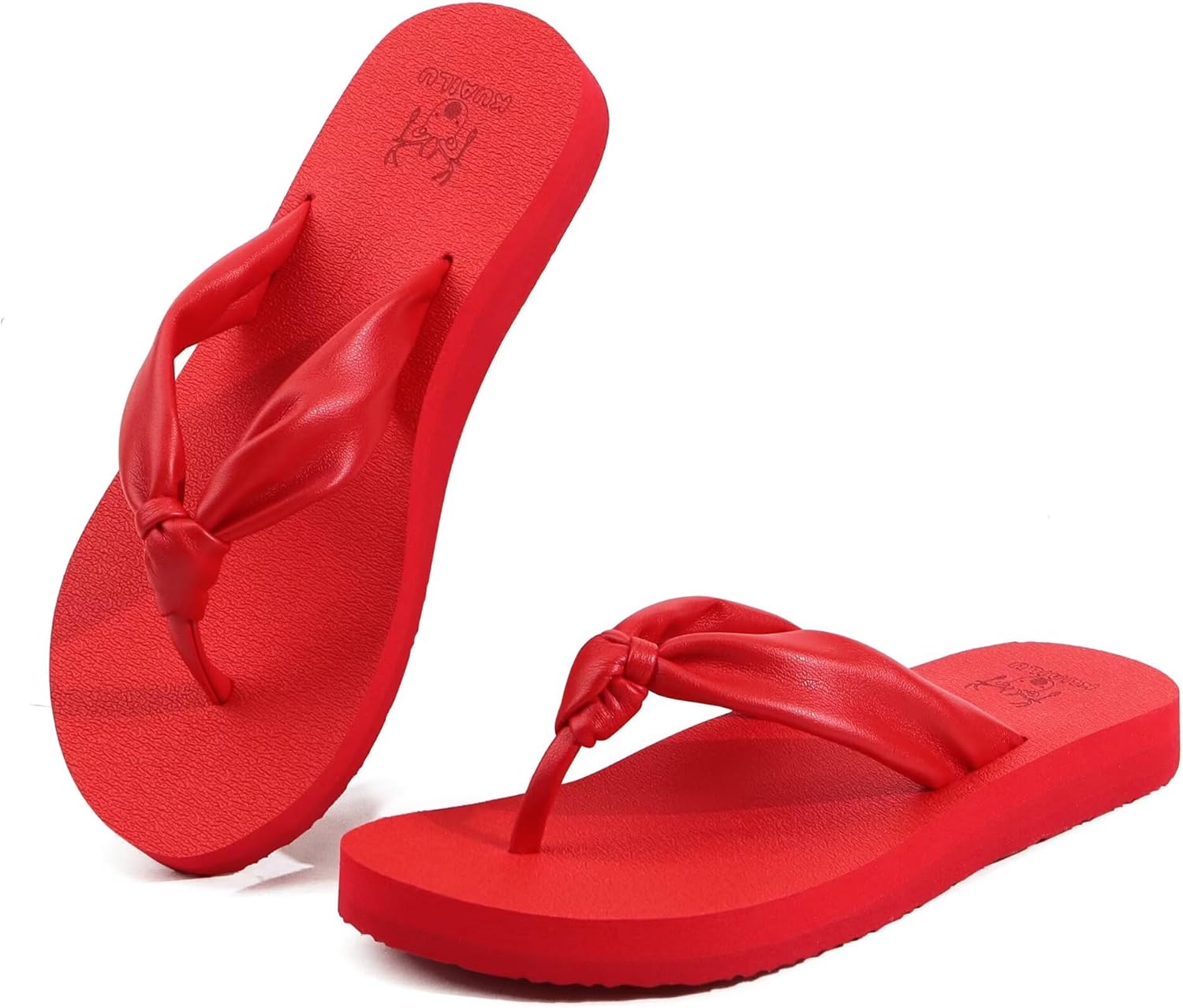 KuaiLu Womens Flip Flops With Arch Support Comfortable Yoga Mat Cushion Thong Leather Sandals for Ladies Fashion Slip On Summer Beach Walking Slides Indoor Outdoor Travel Orthotic Slippers - Image 6