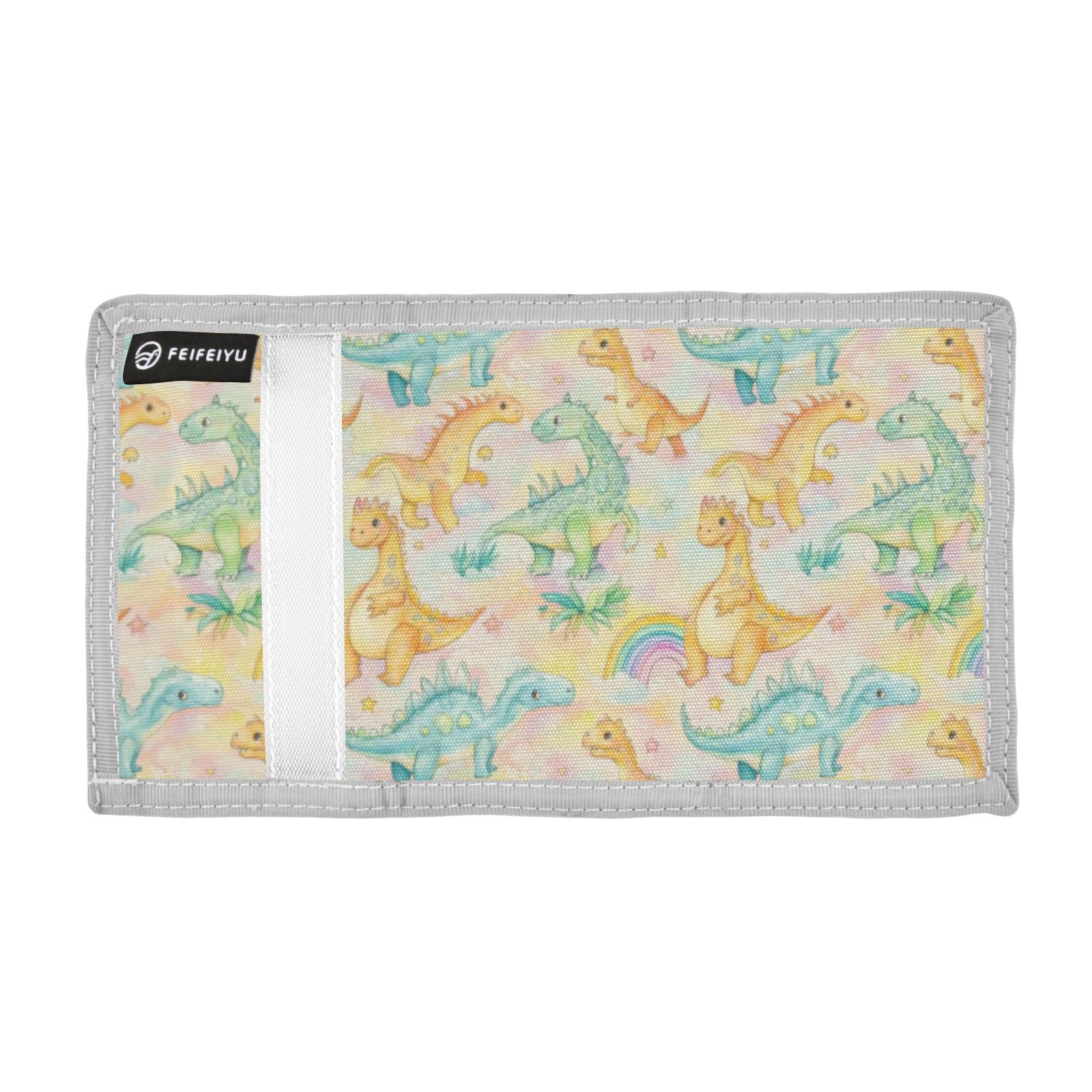 Wusikd Colorful Dinosaurs Kids Wallet for Boys Girls Rainbow Toddler Trifold Wallet Novelty Wallet for Teens Women Men