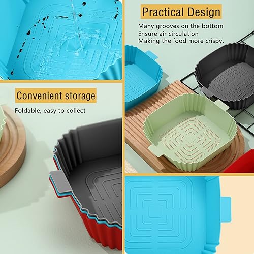 Miniatura 5 de Victoyaw Paquete de 2 forros de silicona para freidora de aire 75 pulgadas reutilizables para freidora de aire de 4 a 7 cuartos de galón accesorios