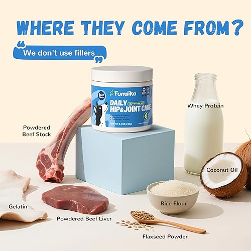 Miniatura 4 de Furrolika Suplemento de cadera y articulaciones para perros, fabricado en los Estados Unidos, glucosamina, condroitina, MSM, vitamina C, apoyo