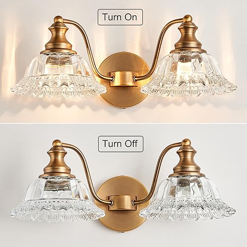 Vista 4 de Bathroom Vanity Lights Over Mirror Vintage Bathroom Light Fixtures 2 Light Brass Vanity Lights for Vanity Lighting Fixtures Latón