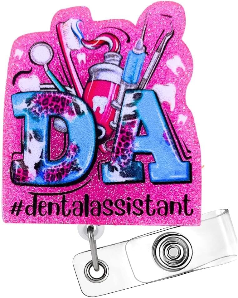 Dental Badge Reel, DA Dental Assistant Accessories Badge Holder ID Card Name Clip