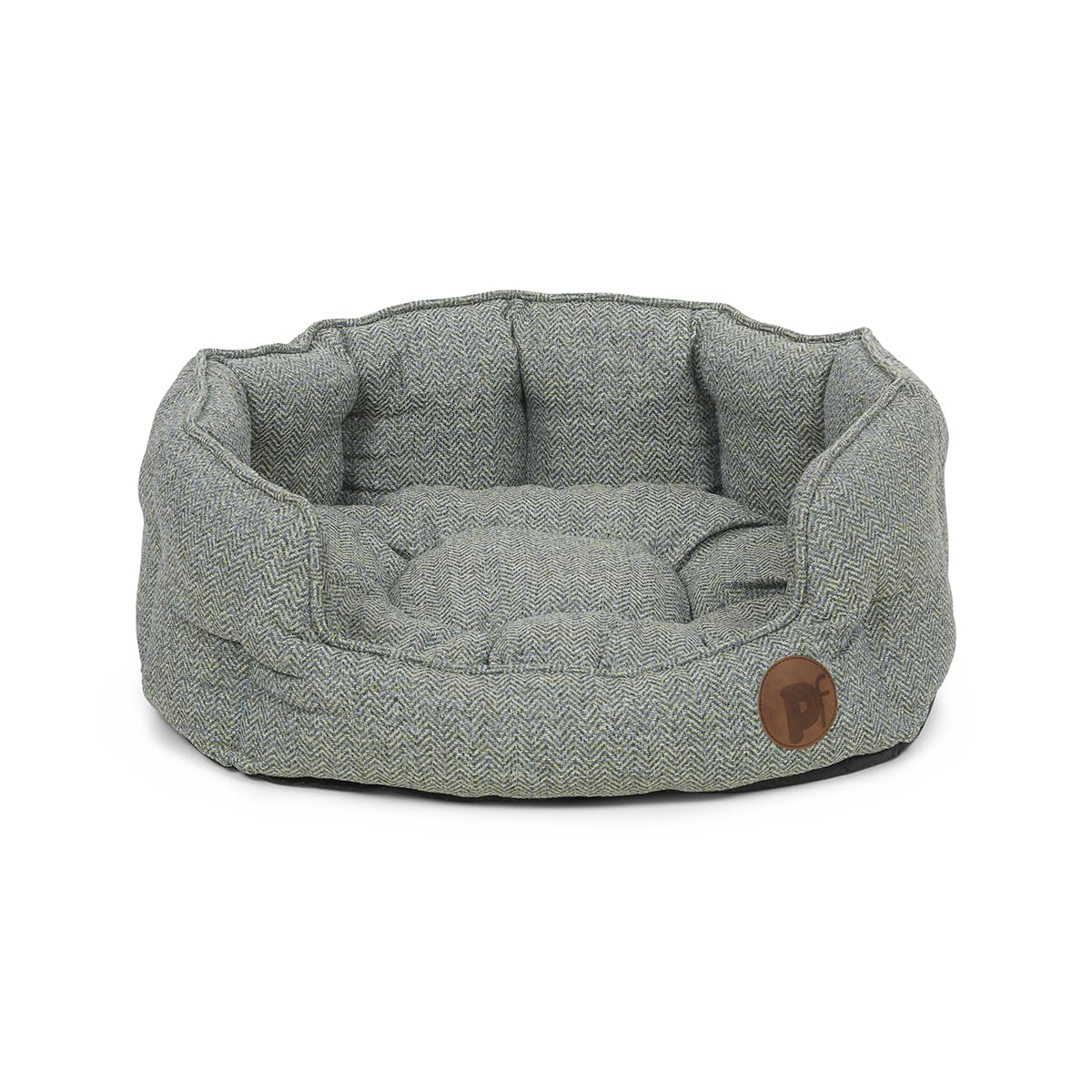 Petface Sage Herringbone - Cama Ovalada para Perro con cojín extraíble, Lavable a máquina, tamaño Mediano (Paquete de 1)