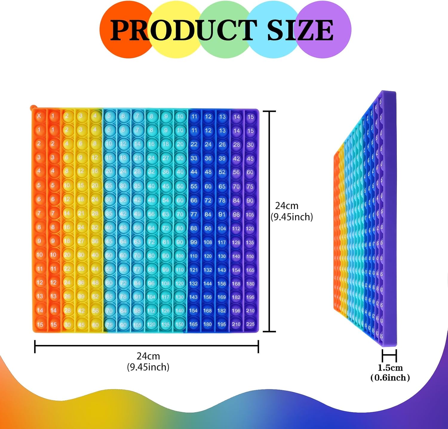 Multiplication Game Multiplication Tables Rainbow Education Popular fidgety Toys 15X15 Multiplication Tables, Math Learning Tools Multiplication Table Game Multiplication Division Flash Cards - Image 2