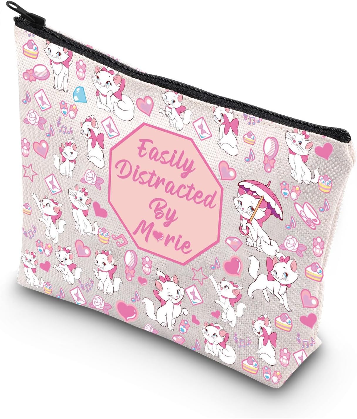 WSNANGCat Marie Cosmetic Bag Marie Fans Gift Marie Ladies Gift Cartoon Movie Merchandise Easily Distracted By Marie Makeup Bag (Cat M bag)