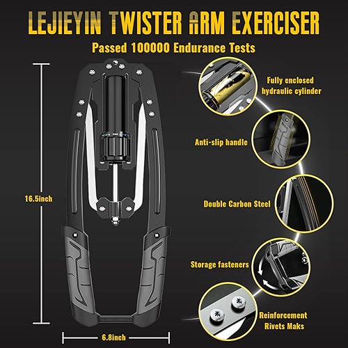 Miniatura 6 de LEJIEYIN Twister Ejercitador de Brazo - Ajustable 22-440lbs Potencia HidráulicaExpansor de Pecho para CasaEquipo de Entrenamiento de Fitness para