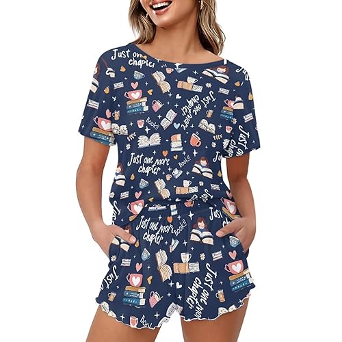 Women's Novelty Summer Pajamas Set for Sleepwear,Loungewear,Nightwear Top and Shorts