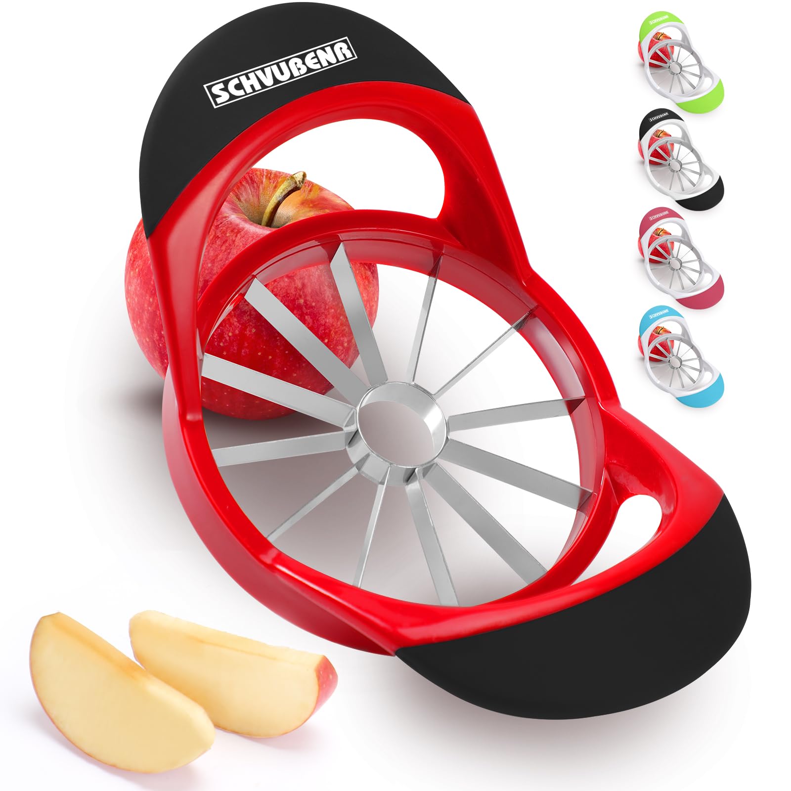 SCHVUBENR Large Apple Corer and Slicer, 4.72 Inch Apple Cutter Slicer with 12 Blades, Stainless Steel Apple Slicer