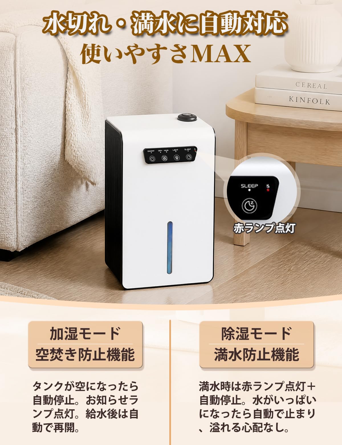 Amazon | 除湿機 小型 3L大容量タンク 3in1除湿・加湿 空気清浄機一台3
