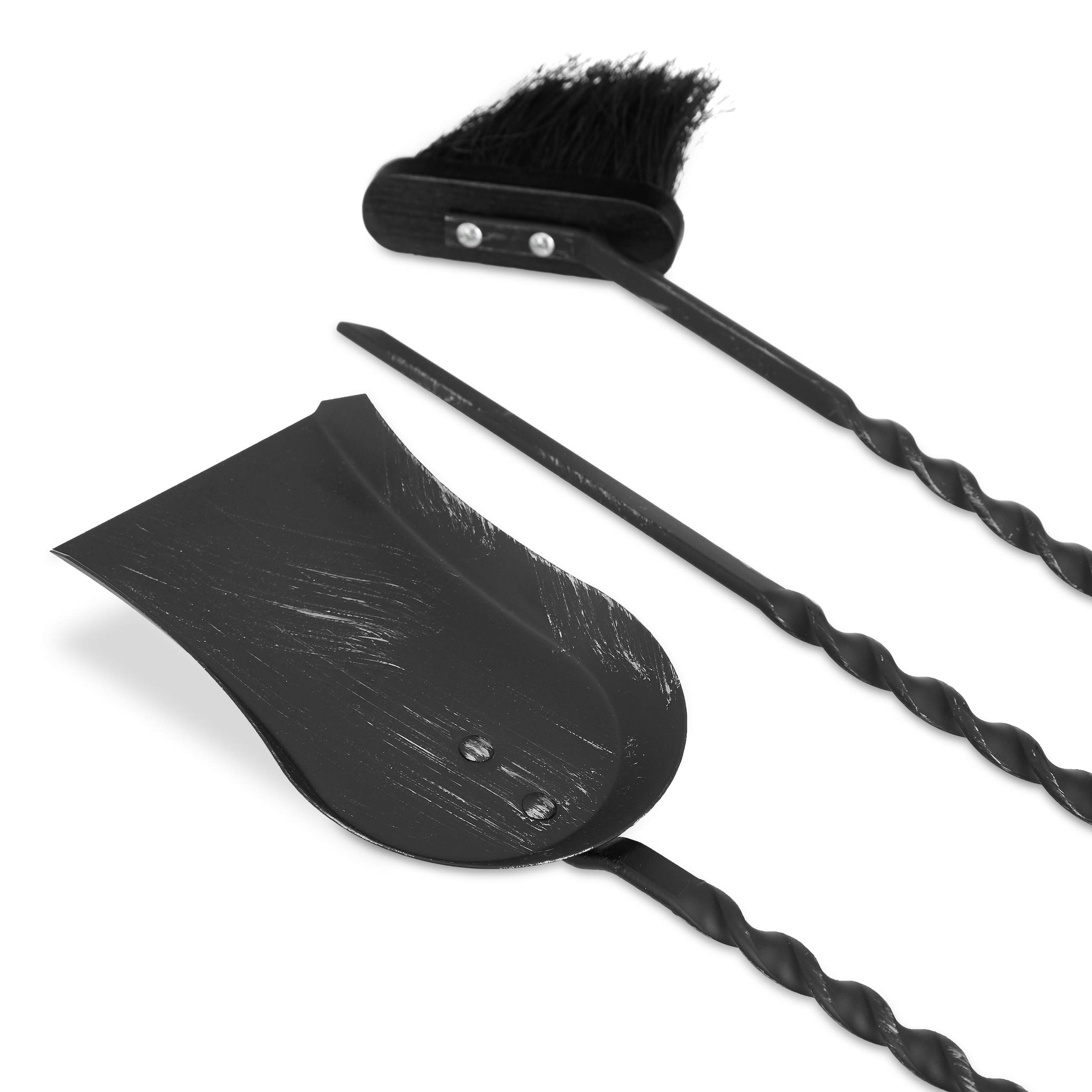 Relaxdays Juego de Utensilios de Chimenea Vintage, Acero, Negro, 4 Unidades
