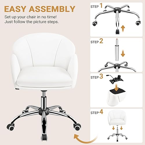 Miniatura 8 de Topeakmart Linda silla de escritorio para el hogar, oficina, maquillaje, tocador, con reposabrazos para dormitorio, moderna silla giratoria con