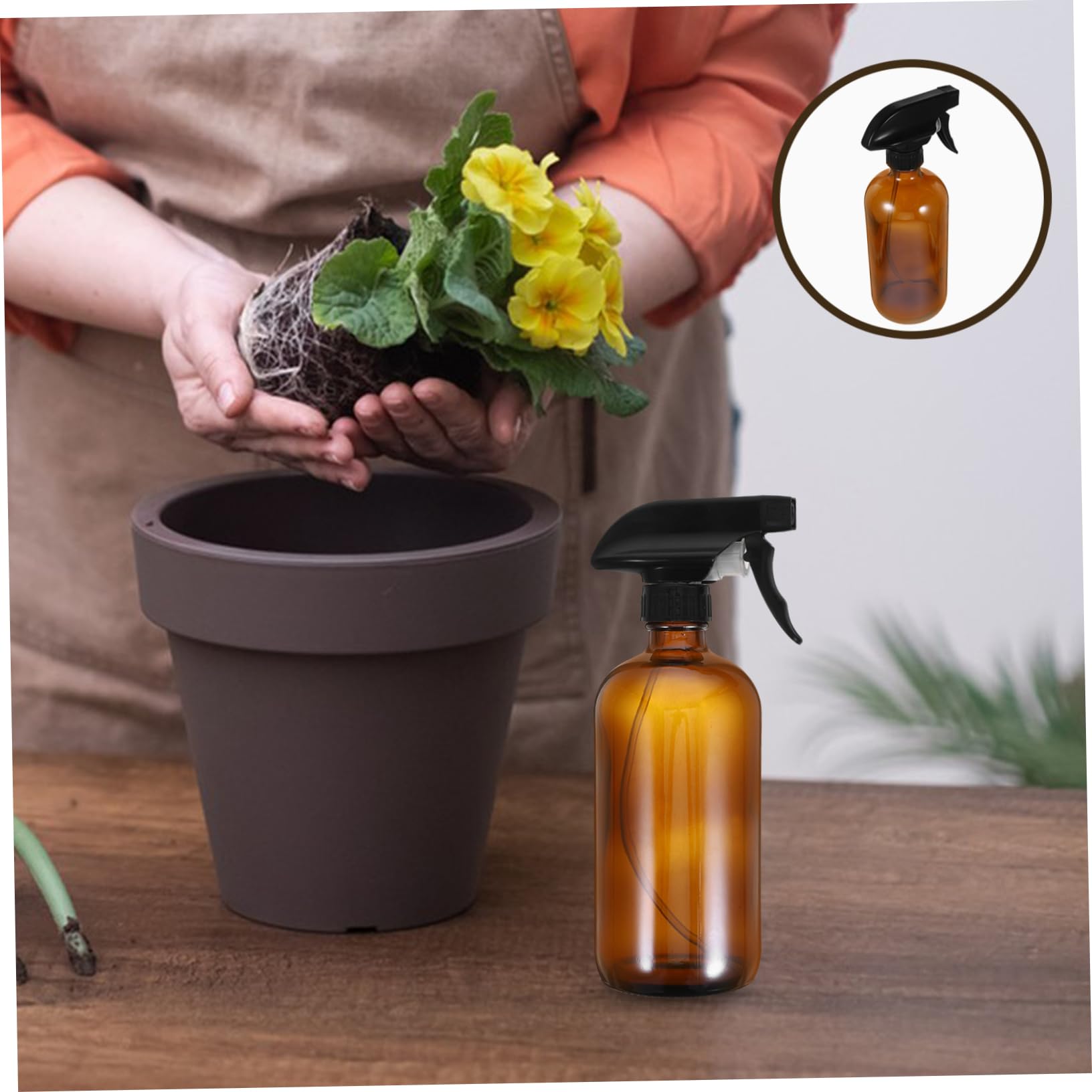Ipetboom Wiederverwendbare Sprühflaschen Handlich und Einfach zu Bedienen 2 Stück 500ml aus Glas und Pp mit Braunem Sprühkopf für Gießen und Reinigen von Bonsai und Sukkulenten